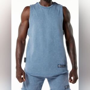 NWT alphalete men's terry cut off top shirt mauve